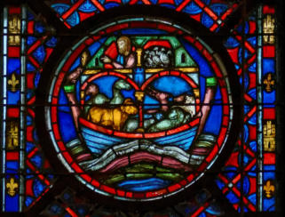 L'arche sur les flots; la colombe rapporte à Noé la branche d'olivier (189)