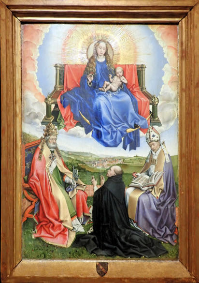 La Vierge à l'Enfant entre saint Pierre et saint Augustin, avec le donateur par le Maître de Flémalle (Robert Campin?)
