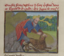 Samson déchira un lion qui était venu des vignes d’Engadi