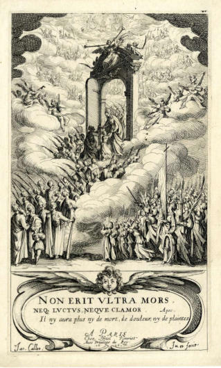 La Vierge accueillant les élus à la porte du Ciel: Jacques Callot  (La Vie des saints et des saintes en 1630)
