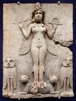 Lilitu représentée sur la plaque Burney du British Museum à Londres
