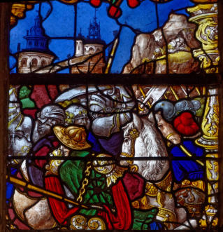 Saint Jacques, à la tête de l'armée des chrétiens chasse les infidèles
