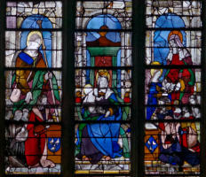 Baie 0: Le donateur présenté par saint Jacques - Vierge à l'Enfant  -Donatrice présentée par sainte Anne