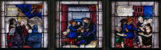 Scènes de la vie de saint Nicolas: Apparition à un homme et à une femme  - Le saint à l'école - Le saint fait l'aumône
