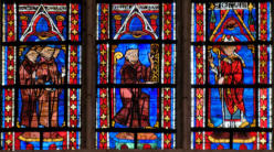 4 moines - Un abbé de Notre-Dame-de-la-Couture portant sa verrière - Saint Bertrand,évêque du Mans