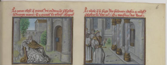 Dans cette représentation d'origine flamande (1460-1470) de la Bodleian Library à Oxford, Ézéchiel voir une Vierge à l'Enfant derrière la porte