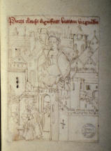 Dans cette représentation d'origine flamande (1460-1470) de la Bodleian Library à Oxford, Ézéchiel voir une Vierge à l'Enfant derrière la porte