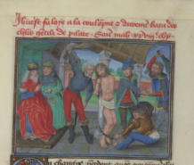 Jésus fut lié à la colonne et battu par les chevaliers de Pilate