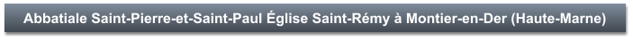 Abbatiale Saint-Pierre-et-Saint-Paul Église Saint-Rémy à Montier-en-Der (Haute-Marne)