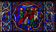 La Visitation (entre 2 anges tenant des phylactères)
