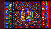 Saint Étienne prêche aux juifs (aux chapeaux pointus)