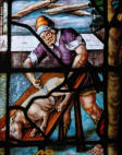 Baie 13: Visite des trois anges à Abraham à Mambré (détail) en l'église Saint-Étienne-du-Mont à Paris