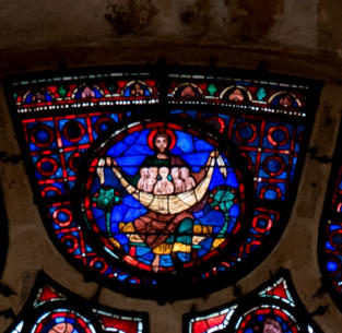 Le sein d’Abraham accueille les élus sur la rose de la collégiale Notre-Dame de Mantes-la-Jolie (Photographie Denis Trente-Huittessan)