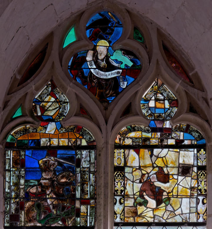 Baie 15: Tentation de saint Antoine, saint Georges et martyre d'un saint (?)