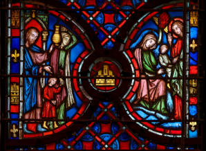 Sainte-Chapelle de Paris:: Agar chassé par Abraham (140) - Agar dans le désert, visitée par un ange (142)