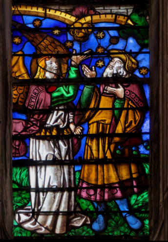 Baie 121 de la cathédrale de Sens: Un ange annonce à Abraham que sa progéniture sera aussi nombreuse que les étoiles