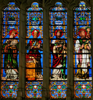 Baie 121 de la basilique Saint-Nicolas à Saint-Nicolas de Port; Melchisédech - Abraham - David - Élie