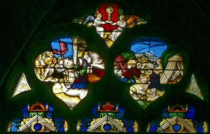 Scénes de l'Ancien Testament - Les Hébreux récoltent la manne dans le désert - L'offrande de Melchisédech à Abraham