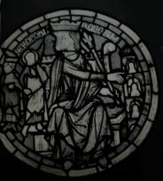 Abraham (???) avec les élus dans les niches à sa gauche: Reproduction par le Corpus Vitrearum