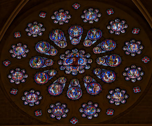 Cathédrale Notre-Dame de Chartres: Baie 143 (Rose occidentale) du Jugement dernier
