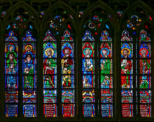 La claire-voie de la rose sud avec Ézéchiel portant saint Jean, Daniel portant saint Marc, Nahum, Habacuc, Sophonie, Agée, Zacharie, Malachie