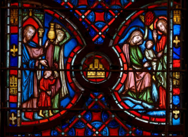 Sainte-Chapelle de Paris: Agar chassée par Abraham (140) - Agar dans le désert, visitée par un ange (142)