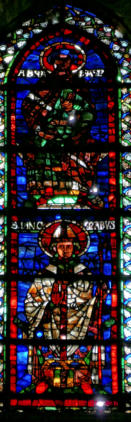 Abraham en pied (un sabre en main) au-dessus de l’évêque Hincmar sur la baie 208 de la basilique Saint-Remi de Reims