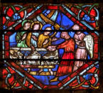 Cathédrale Saint-Étienne d'Auxerre:sur la baie 19: Abraham accueille les trois anges