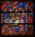 Cathédrale Saint-Étienne d'Auxerre sur la baie 19: La femme de Lot accueille les deux anges