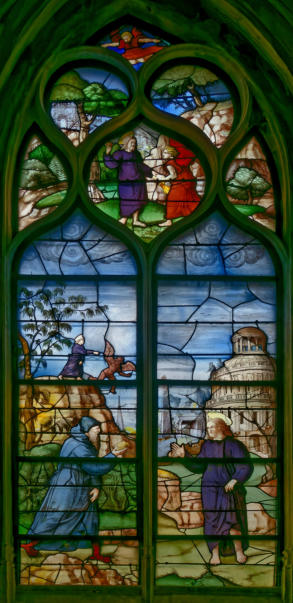 Baie 12: Tentation du Christ dans le désert (et le Christ servi par des anges)