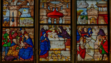 Baie 16: Adoration des Mages - Circoncision - Présentation au temple