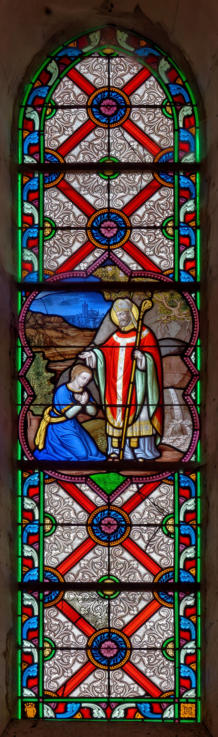 Julien fait jaillir de l'eau en frappant le sol avec sa crosse