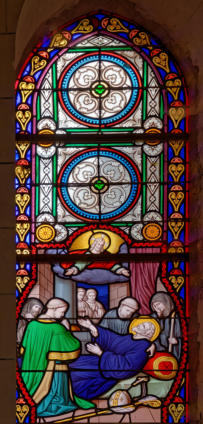 Mort de Julien: La croix pectorale, la mitre et la crosse sont à terre devant le lit