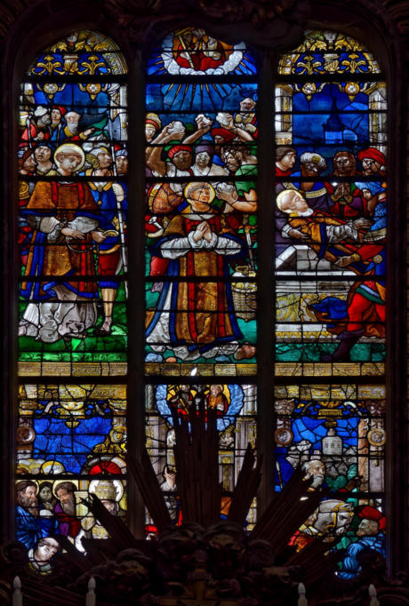 Baie 0: Verrière de saint Étienne et de saint Taurin