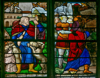 Un ange le guérit de sa tumeur au genou alors qu'un chien lui apporte du pain  - Emprisonnement de saint Roch