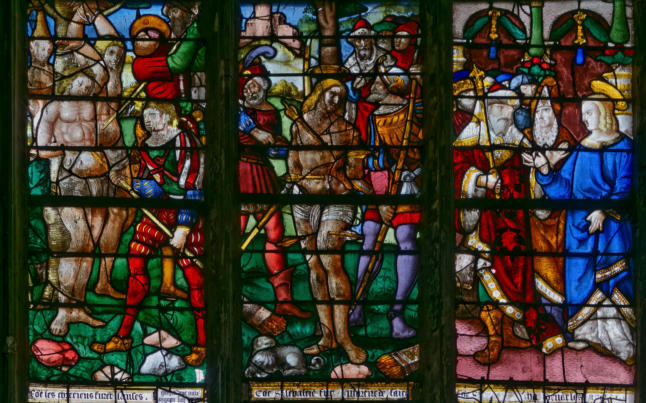 Baie 10: Saint Sébatien (martyre des chrétiens - Martyre du saint - Prédication)