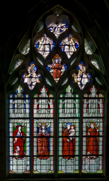 Baie 13: Saint Bonaventure, saint Antoine de Padoue, sainte Claire et saint François d’Assise et saint Jean-Baptiste ?