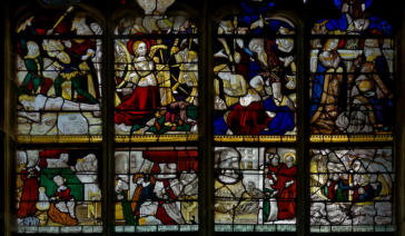 Martyre de sainte Catherine - Couronnement de la Vierge - Vie de saint Nicolas qui refuse le sein de sa mère, qui dote les 3 jeuens filles pauvres, qui sauve l'enfant dans la fournaise attisée par le diable et qui préserve les pèlerins de la tempête 