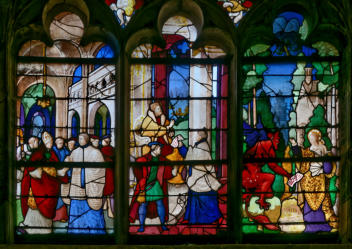 Théophile confesse sa faute à un évêque (?) - Conclusion d'un pacte avec le diable  (?)  - La Vierge reprend le pacte