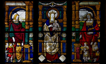 Marie Salomé avec ses fils (Simon, Jacques le Mineur, Jude et Joseph le Juste) - Vierge à l'Enfant - Marie Cléophas avec ses fils (Jean l'Évangéliste et Jacques le Majeur)