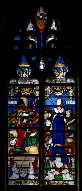 Baie 24: Saint Claude présentant Claude 1er le Roux - Crucifiement de saint Pierre