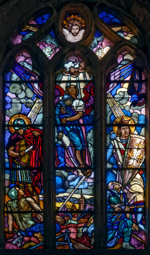 Vitrail commémoratif commandé par Étienne Moreau-Nélaton réalisé par Marguerite Huré sur un carton de Maurice Denis