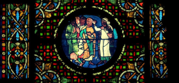 Basilique Saint-Denis à Saint-Denis: Le signe du tau dans les Visions d'Ézéchiel (avant restauration?)