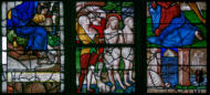 Baie 20: Saint évêque comparaissant devant un personnage - Scène de flagellation - Donatrice - Évasion de saint Paul