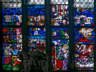 Baie 33:  Résurrection du Christ - Pénitence de saint Jérôme - Prédication d'un saint - Baptême du Christ